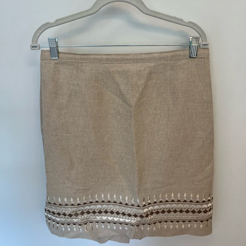 Elegant Tan Skirt with Embroidered Details